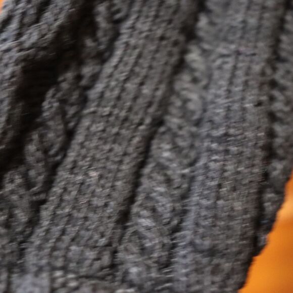 Vintage Chunky Heavy Cable Knit Black Mock Neck Sweater Pullover Large LG - Picture 11 of 11